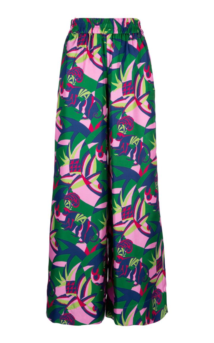 La Doublej Palazzo Printed Silk Pants Size: S