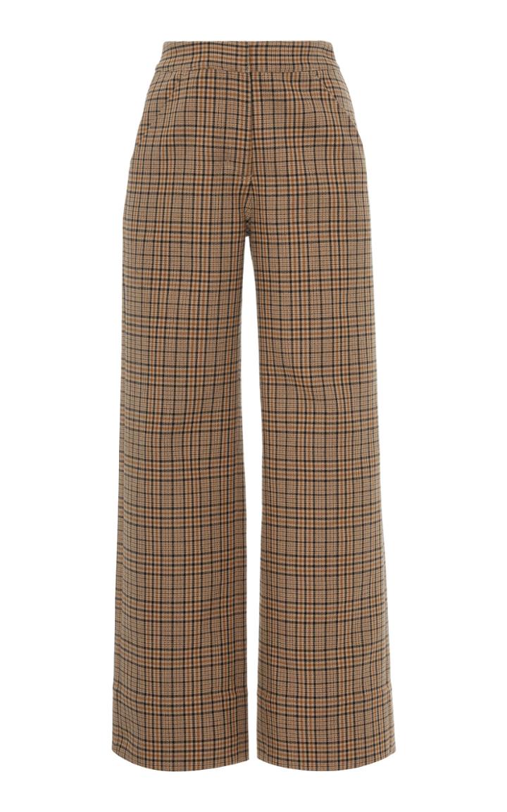 Moda Operandi Co Plaid Gabardine Wide-leg Trousers Size: S