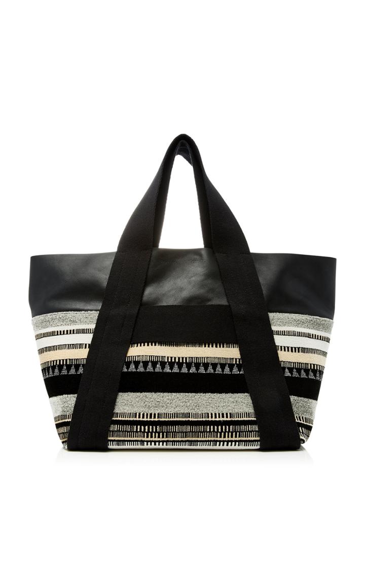 Proenza Schouler Fringed Leather Suede And Jacquard Tote
