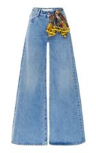 Off-white C/o Virgil Abloh Scarf-detailed Mid-rise Wide-leg Jeans