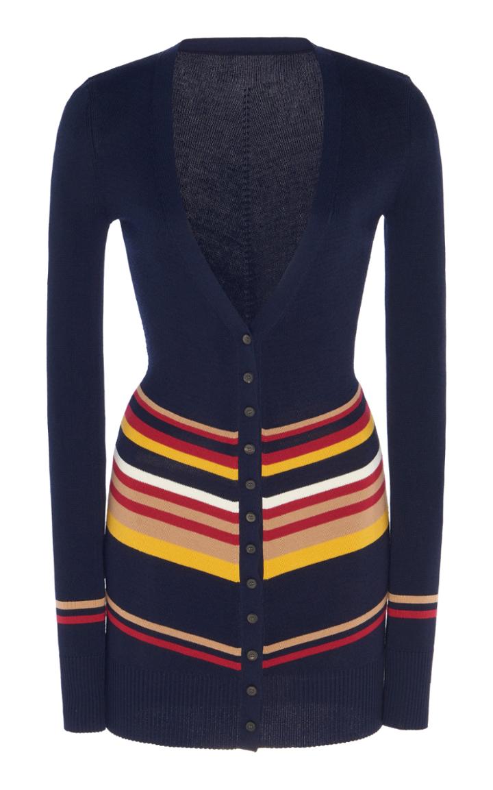 Victoria Beckham Striped Stretch Cotton-blend Cardigan