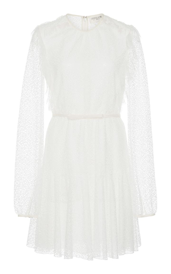 Giambattista Valli Long Sleeve Weave Lace Mini Dress