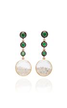 Moda Operandi Moritz Glik 18k Yellow Gold Emerald And Diamond Enamel Drop Earrings