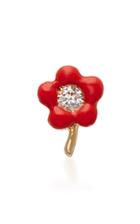 Alison Lou 14k Gold Enamel And Diamond Flower Single Earring