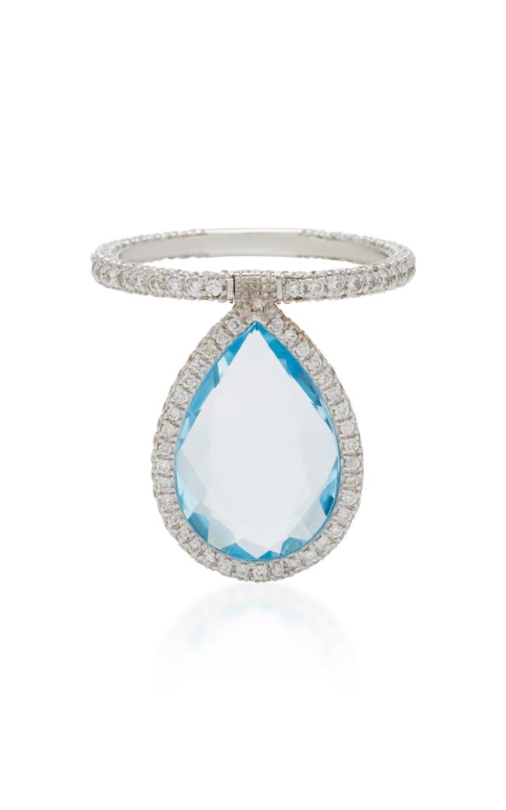 Nina Runsdorf Large Blue Topaz And 18k White Gold Flip Ring
