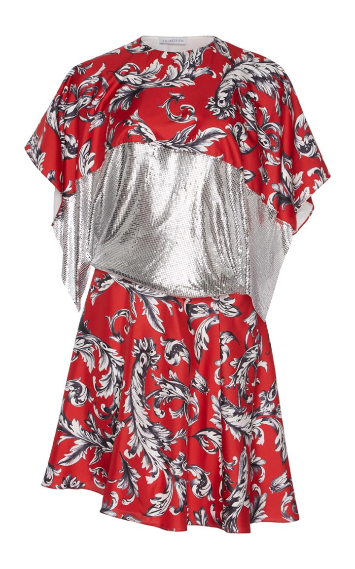J.w.anderson Filigree Mini Dress With Chainmail Waist Panel