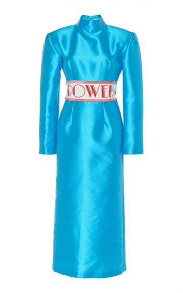 Rowen Rose Column Belted Duchess Satin Dress