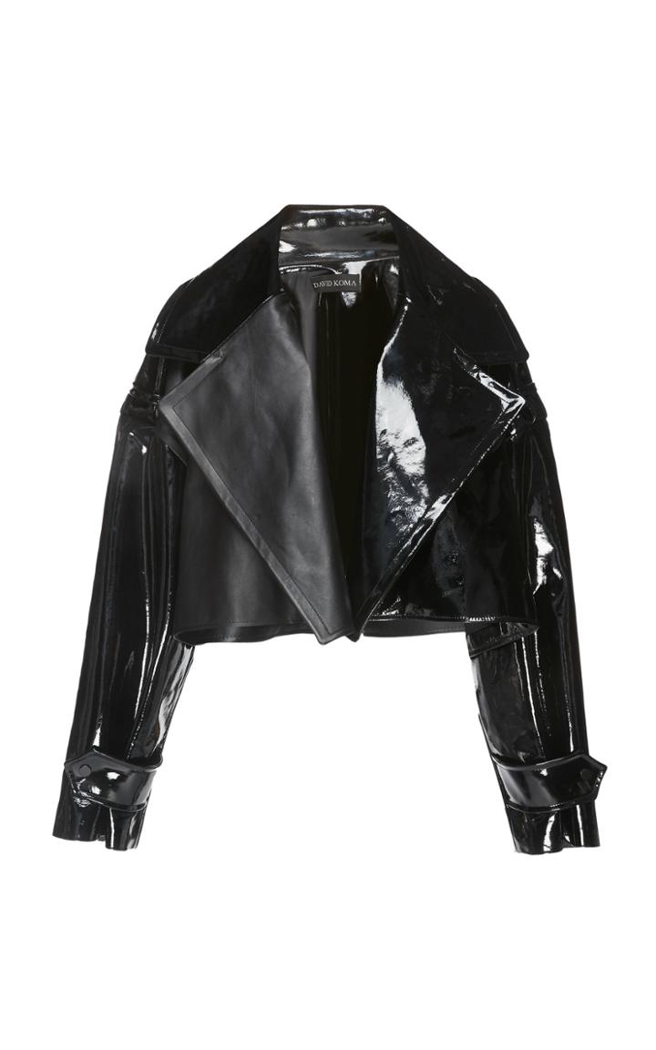 David Koma Cropped Patent Leather Jacket