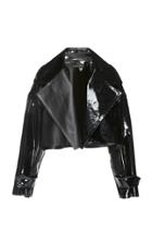 David Koma Cropped Patent Leather Jacket