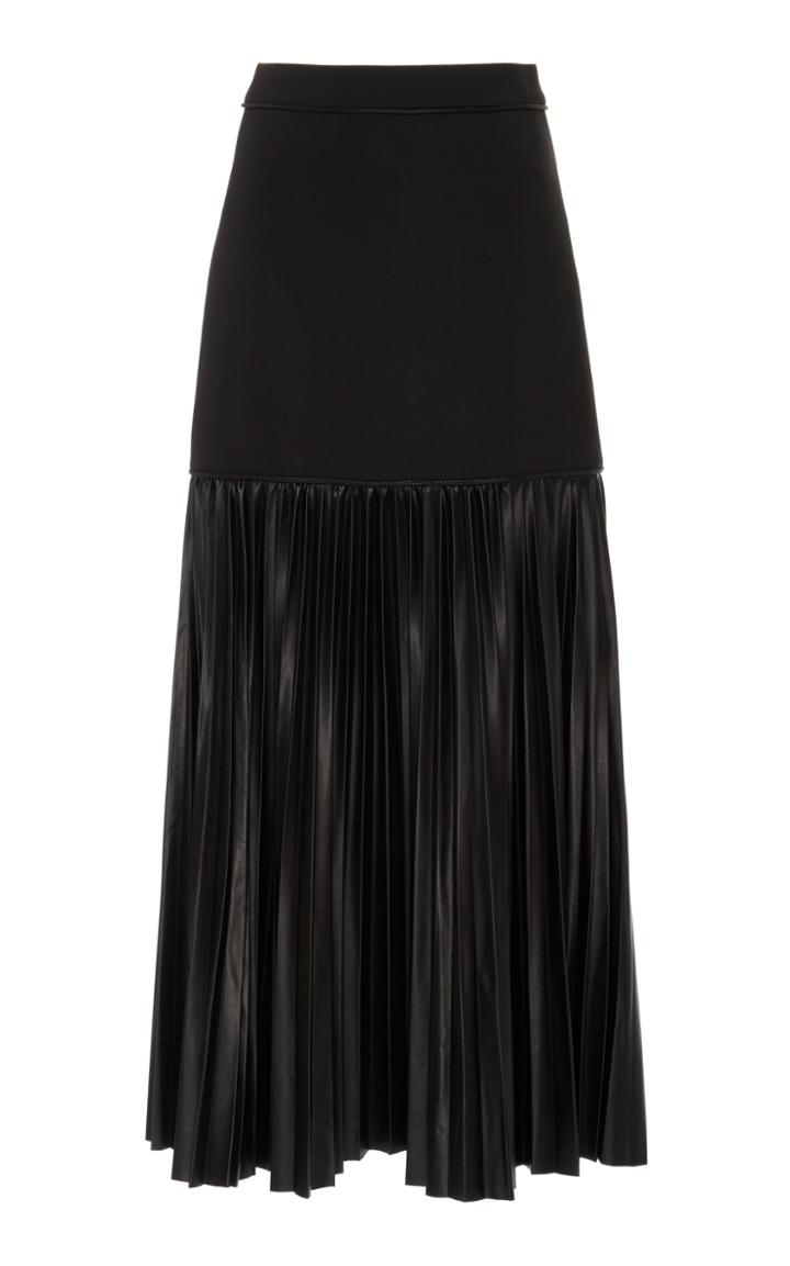 Alexis Dionne Mixed-media Pleat-detailed Midi Skirt