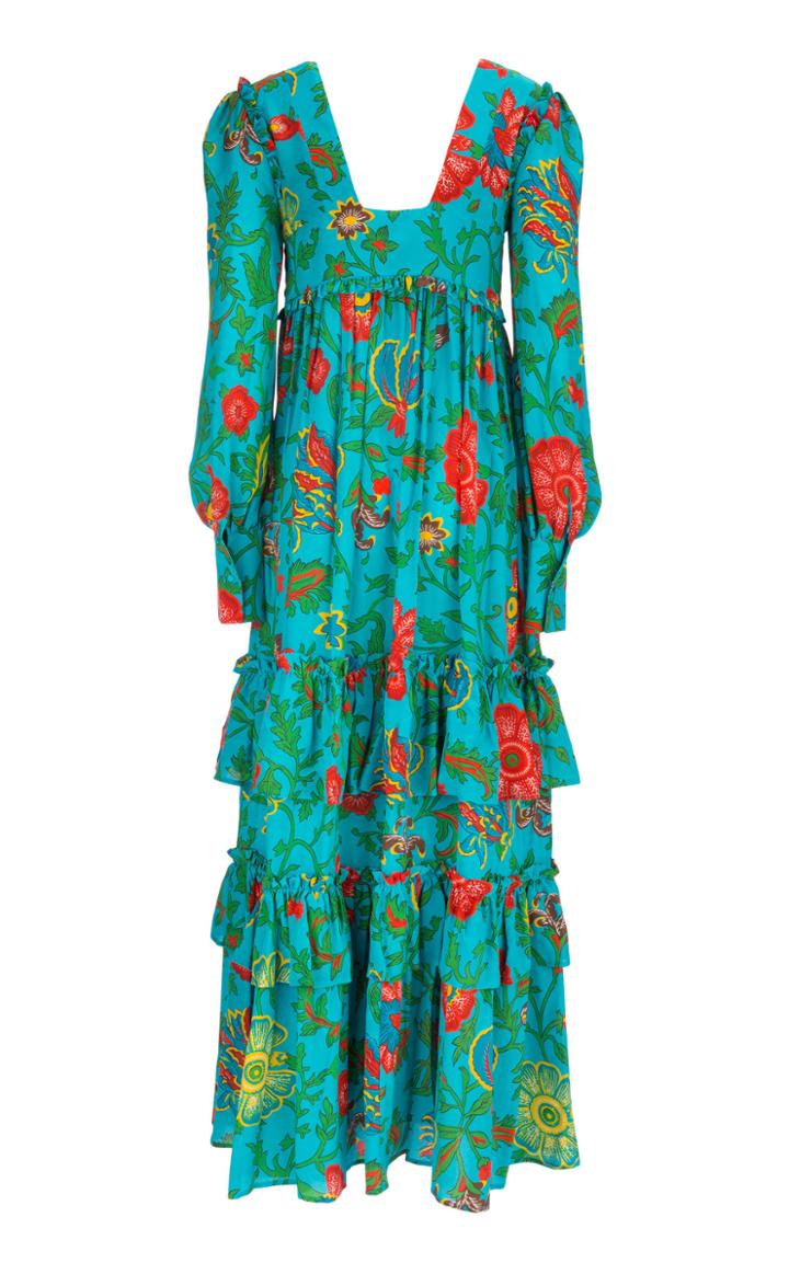 La Doublej Casati Ruffled Floral-print Maxi Dress