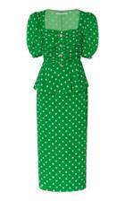 Moda Operandi Alessandra Rich Peplum Square Neckline Silk Dress Size: 36
