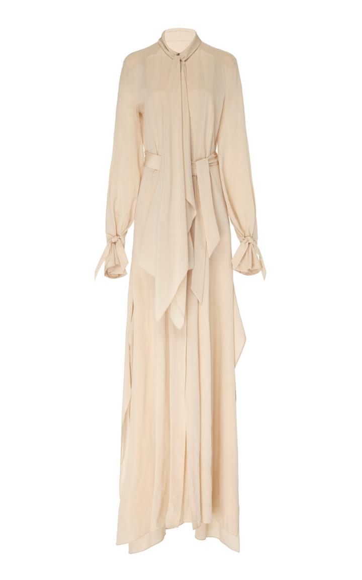 Roland Mouret Valetta Tie-neck Crepe De Chine Gown