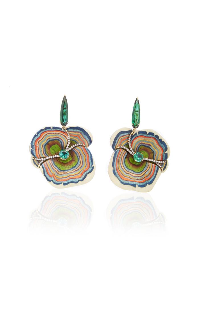 Silvia Furmanovich Sculptural Botanical Marquetry Mushroom Earrings