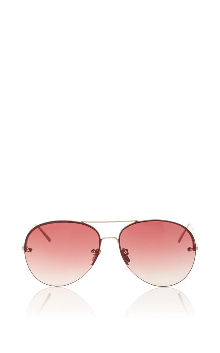 Linda Farrow Frameless Burgundy Aviator Sunglasses