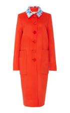 Carolina Herrera Button Front Coat With Embroidered Collar