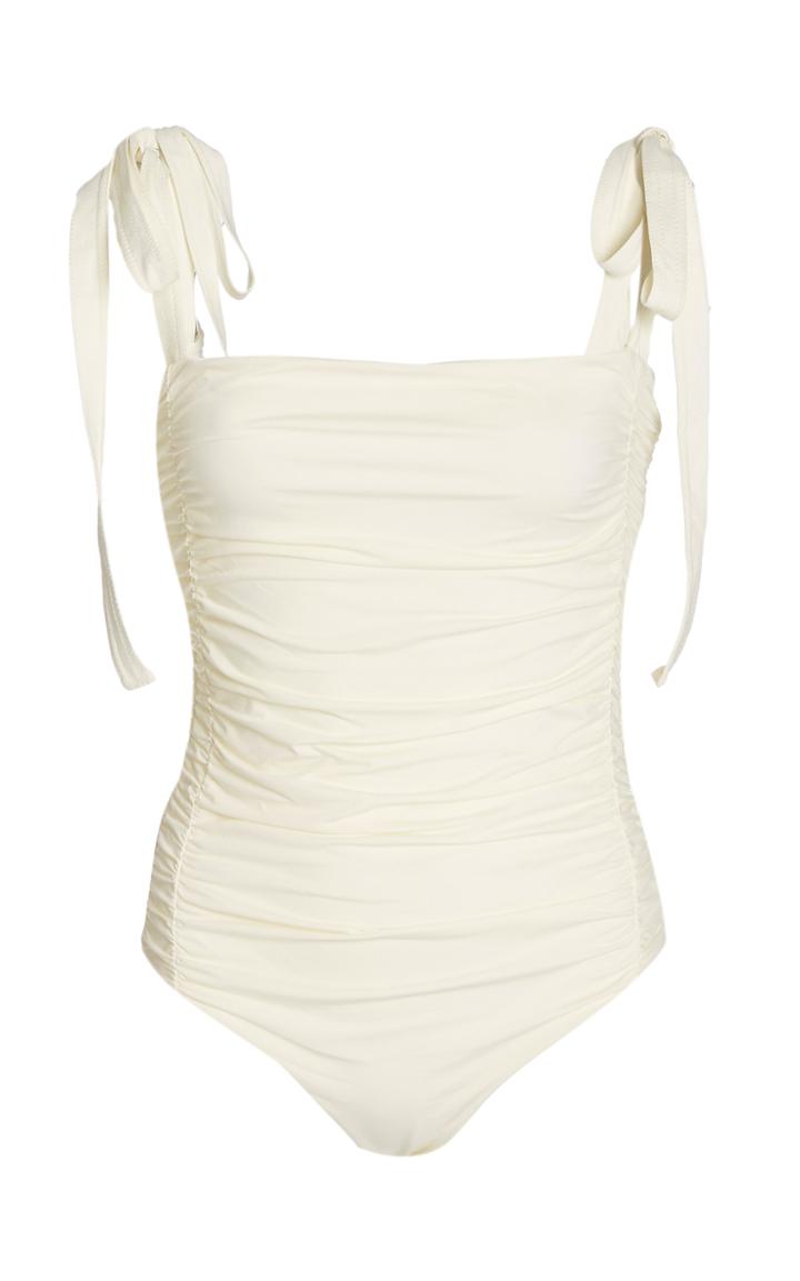 Johanna Ortiz Ecru Good To Great Tie-shoulder Swimsuit