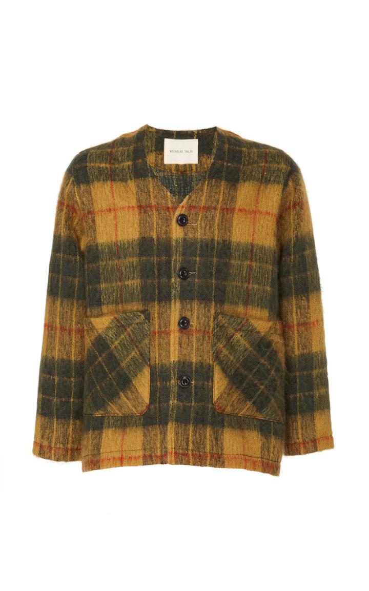 Nicholas Daley Plaid Mohair Cardigan Size: 38