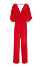 Johanna Ortiz Red Canna Silk Crepe Jumpsuit