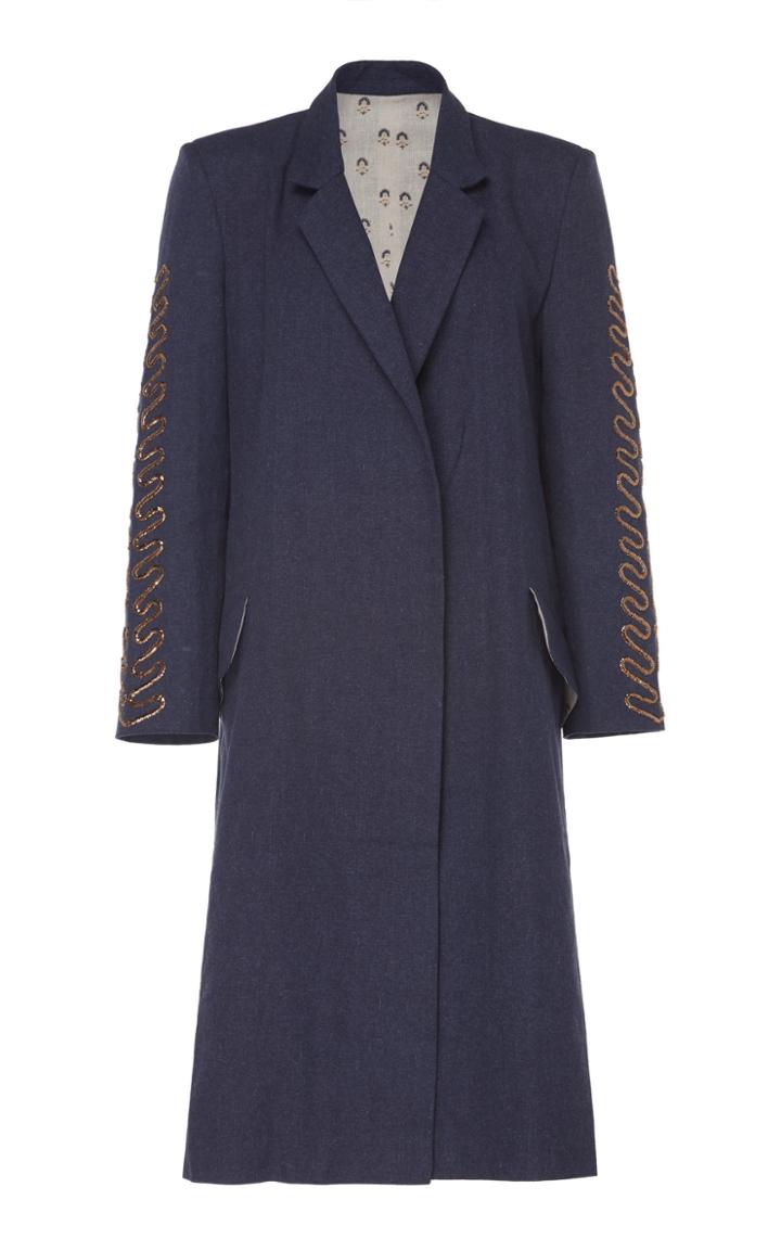 Alix Of Bohemia One Of A Kind Dree Double-breasted Hand-embroidered Coat
