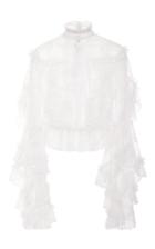 Rodarte Off-white Lace And Honeycomb Tiered Ruffle Blouse