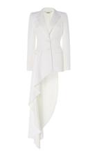 Ralph & Russo Asymmetric Ruffle Trim Crepe Blazer