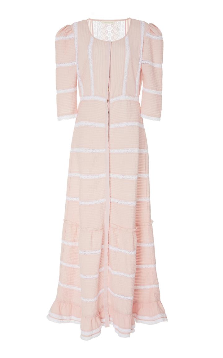 Loveshackfancy Adrianne Pleated Lace-detailed Cotton Dress