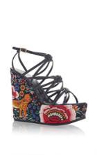 Roberto Cavalli Knot Wedge Sandal In Enchanted Garden