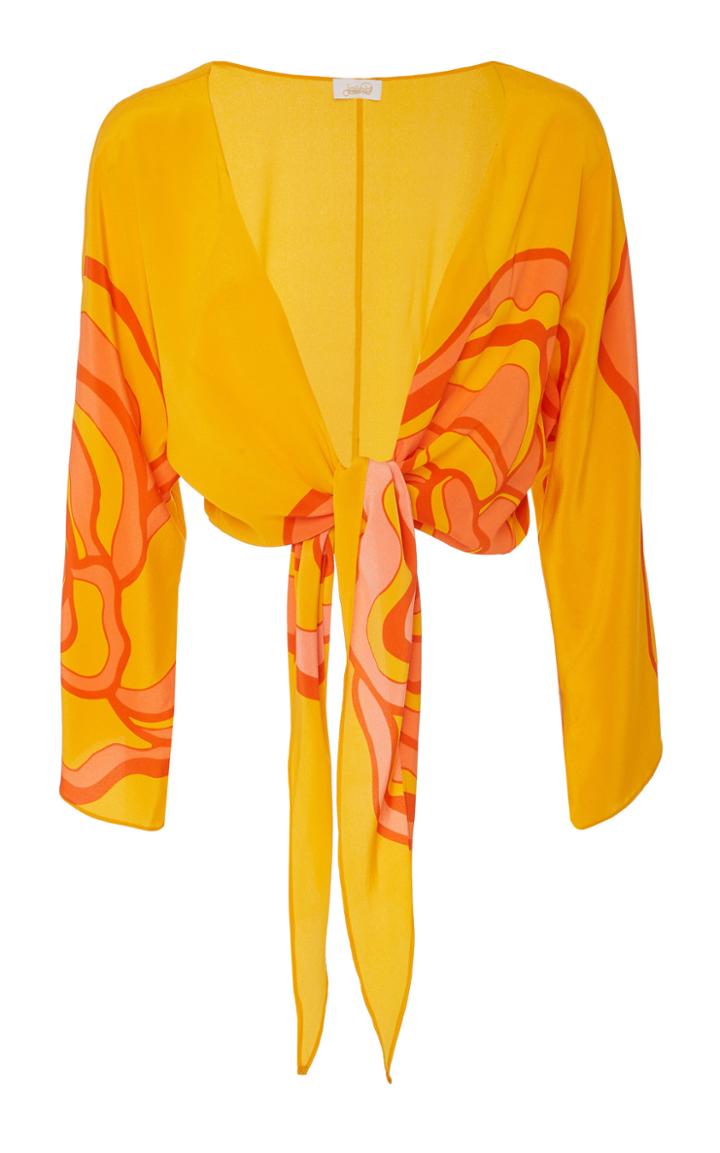 Jaline Nova Silk Long Sleeve Crop Top