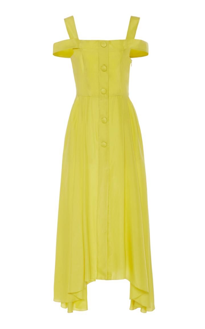 Isa Arfen Positano Cold-shoulder Silk-habotai Midi Dress