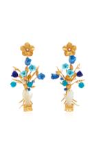 Of Rare Origin Lapis Turquoise And Mother-of-pearl Blossom Earrings