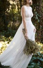 Costarellos Bridal Illusion V-neckline Ethereal Dress