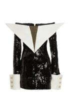 Balmain Off-the-shoulder Sequin Satin Dress