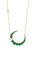 Moda Operandi Shay 18k Yellow Gold Dashing Diamond And Emerald Crescent Necklace