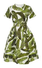 Oscar De La Renta Belted Banana Leaf Dress