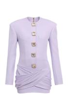 Moda Operandi Balmain Button-detailed Draped Wool Mini Dress