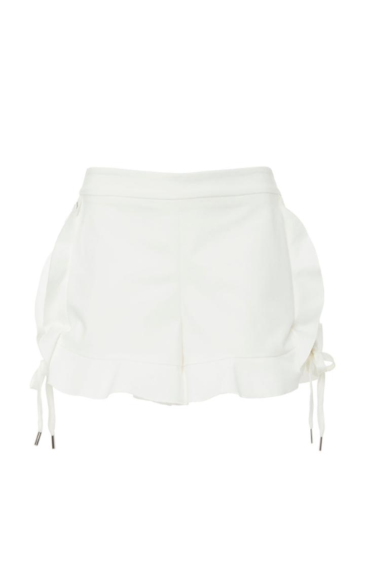 Red Valentino Ruffled Stretch Cotton Shorts