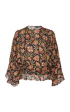 Derek Lam Short Sleeve Floral Printed Silk Peplum Blouse