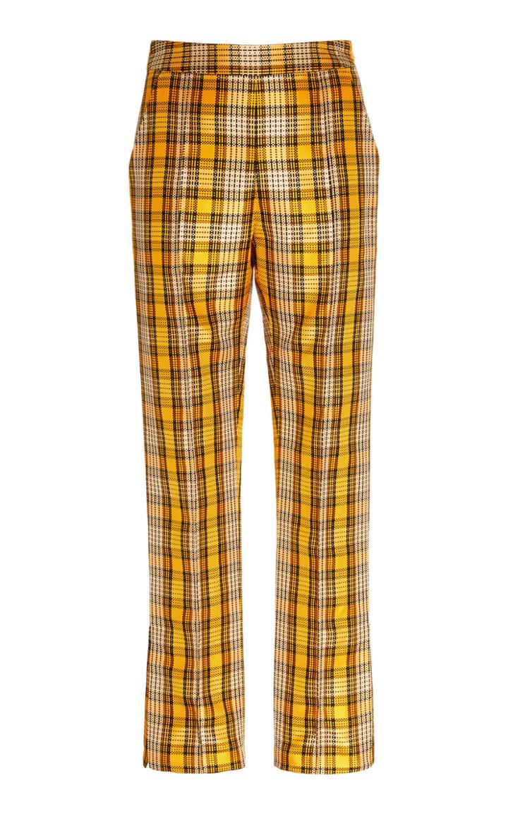 Moda Operandi Rosie Assoulin Plaid Silk-blend High-waisted Straight-leg Pants Size: