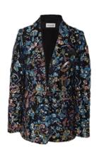 Self Portrait Floral-print Sequin-embellished Blazer