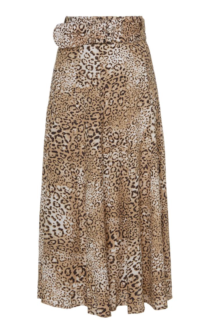 Faithfull The Brand Luda Belted Leopard-print Crepe Midi Skirt Size: X
