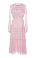 Giambattista Valli Bow Tiered Tea Length Dress