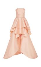 Monique Lhuillier Strapless Mikado High-low Ruffle Ballgown