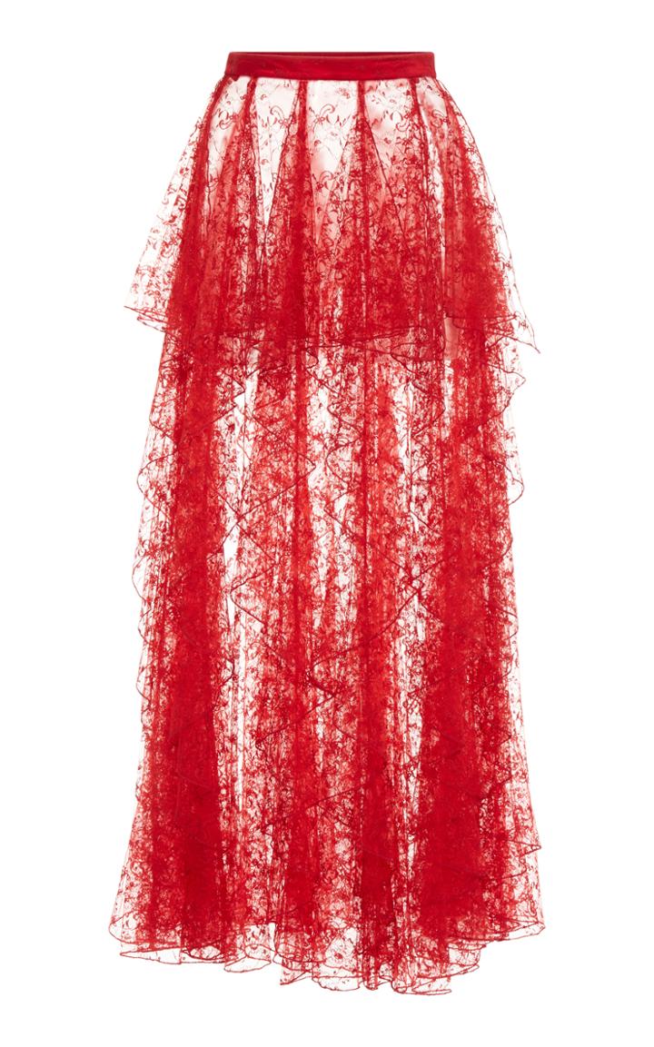 Rodarte Vertical Ruffle Tulle Skirt