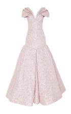 Christian Siriano Metallic Off The Shoulder Cap Sleeve Gown