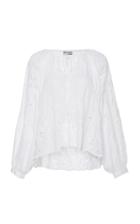 Juliet Dunn Embroidered Cotton Long Sleeve Top