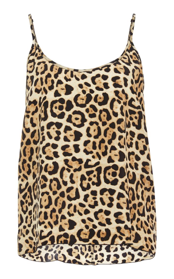 Atm Leopard Print Silk Charmeuse Cami