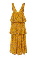 Rhode Leela Tiered Printed Cotton Maxi Dress