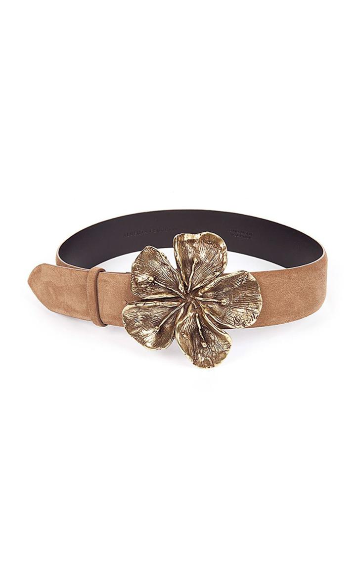 Moda Operandi Alberta Ferretti Hibiscus Metal And Suede Calf Leather Belt