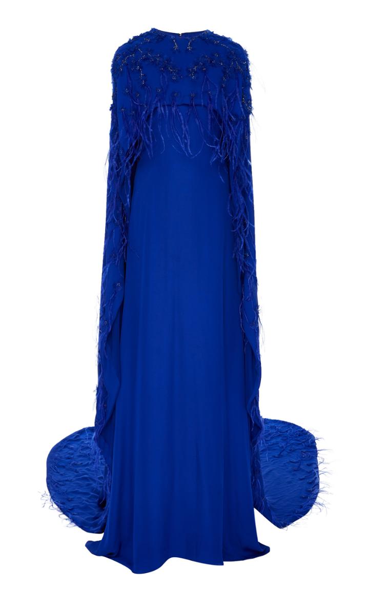 Pamella Roland Double Cape Georgette Gown